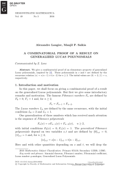 Alexandre Laugier, Manjil P. Saikia A COMBINATORIAL PROOF OF