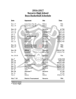 2016-2017 Navarre High School Boys Basketball Schedule
