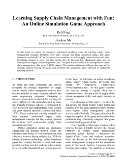 Learning Supply Chain Management with Fun: An - CSU-POM