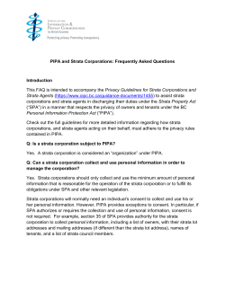PIPA and Strata Corporations - Office of the Information and Privacy