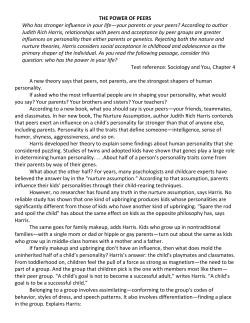 THE POWER OF PEERS Who has stronger influence in your life