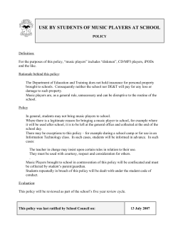 USE BY STUDENTS OF MUSIC PLAYERS AT SCHOOL