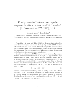 Corrigendum to &ldquo;Inference on impulse response functions in