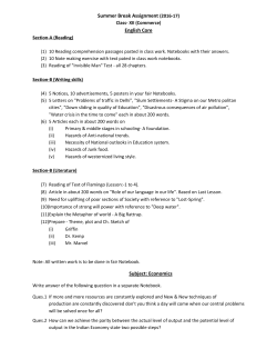 Summer Break Assignment (2016-17) Class