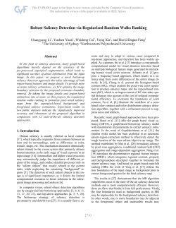 Robust Saliency Detection via Regularized Random Walks Ranking