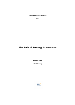 The Role of the Strategy Statements