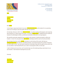 3. Tax Help Day Location Request Sample Letter