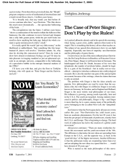 The Case of Peter Singer: Don`t Play by the Rules!
