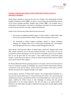 AfrAsia Bank continues to drive its operations in Zimbabwe AfrAsia
