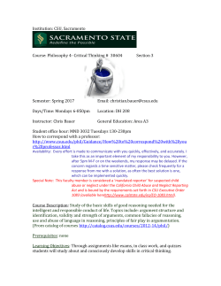 Institution: CSU, Sacramento Course: Philosophy 4