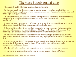 The class P: polynomial time - Computer Science