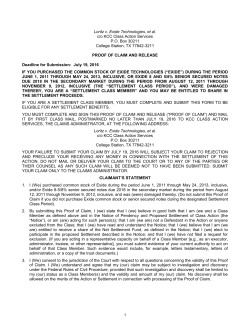 Proof of Claim and Release - Loritz v. Exide Technologies, et al.