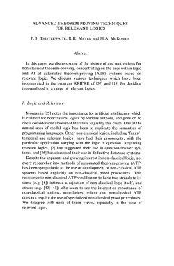 ADVANCED THEOREM-PROVING TECHNIQUES FOR RELEVANT