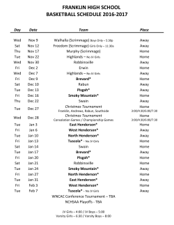 franklin high school basketball schedule 2016-2017
