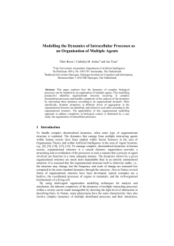 Modelling the Dynamics of Intracellular Processes as an