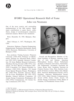 IFORS` Operational Research Hall of Fame John von Neumann