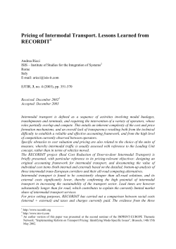 Pricing of Intermodal Transport. Lessons Learned