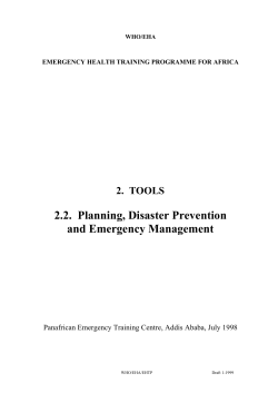 2.2. Planning, Disaster Prevention and Emergency Management