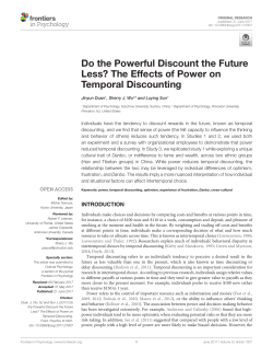 Do the Powerful Discount the Future Less? The Effects of
