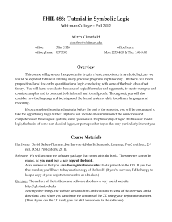 PHIL 488: Tutorial in Symbolic Logic