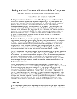 Turing and von Neumann`s Brains and their