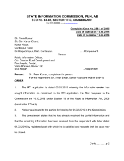 STATE INFORMATION COMMISSION, PUNJAB SCO No. 84
