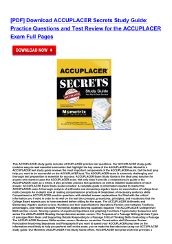 ACCUPLACER Secrets Study Guide