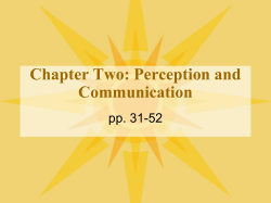 Chapter Two: Perception and Communication