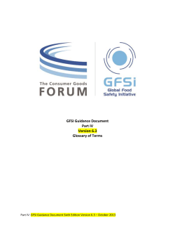 GFSI Guidance Document Part IV Version 6.3 Glossary of Terms