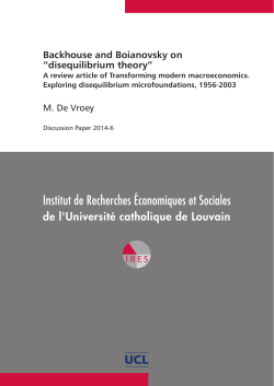 Backhouse and Boianovsky on &ldquo;disequilibrium theory&rdquo;