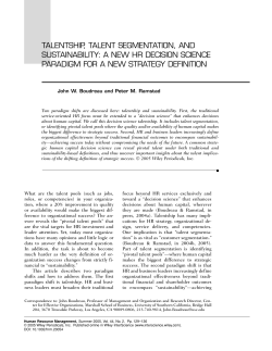 talentship, talent segmentation, and sustainability: a