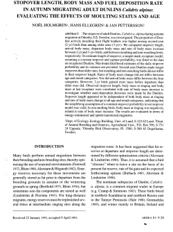 sToPovER LENGTH, BODY MASS AND FUEL DEPOSITION RATE