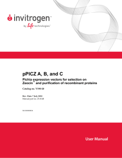 pPICZ A, B, and C - Thermo Fisher Scientific