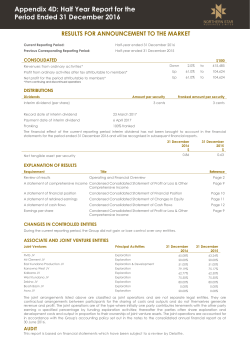 Half Year Report for Period Ended 31 Dec 2016