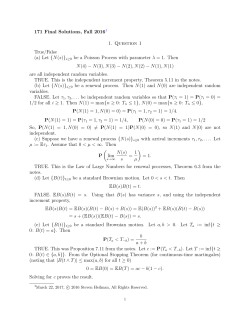 171 Final Solutions, Fall 20161 1. Question 1 True/False (a) Let {N(s