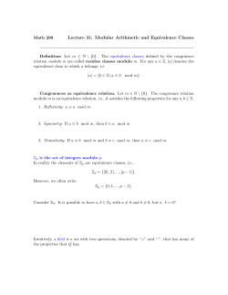 Lecture 31: Modular Arithmetic and Equivalence Classes