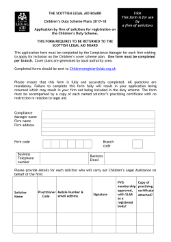 THE SCOTTISH LEGAL AID BOARD Children`s Duty Scheme Plans