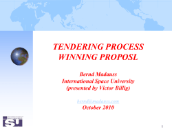 TENDERING PROCESS WINNING PROPOSL