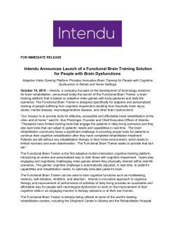 Intendu Announces Launch of a Functional Brain Training Solution