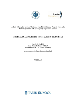 INTELLECTUAL PROPERTY STRATEGIES IN BIOSCIENCE