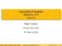 Calculating Probability Sections 12.4 - Lecture 22