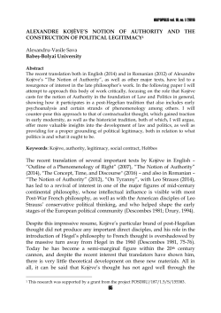 ALEXANDRE KOJ&Egrave;VE`S NOTION OF AUTHORITY AND THE