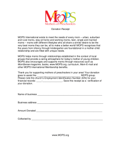 Donation Receipt MOPS International exists to meet