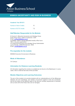BSM939 UNCERTAINTY AND RISK IN BUSINESS