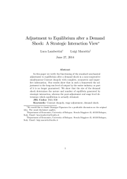 Adjustment to Equilibrium after a Demand Shock: A Strategic