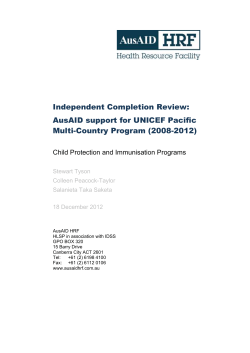 UNICEF`s Multi-Country Program in the Pacific