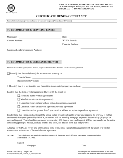 Certificate of Non-Occupancy - Wisconsin Department of Veterans
