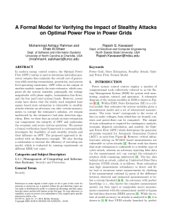 A Formal Model for Verifying the Impact of Stealthy Attacks on