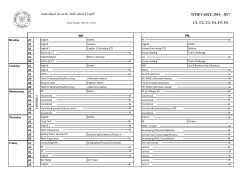 TIMETABLE 2016 - 2017 U1, U2, U3, U4, U5, U6 `Individual Growth