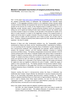 Mankiw`s attempted resurrection of marginal productivity theory